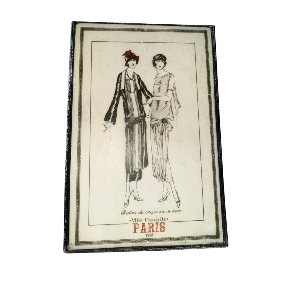 Vintage Mlle Danielle Paris 1926 Robes De Crepe Illustration‎ Wood Plaque